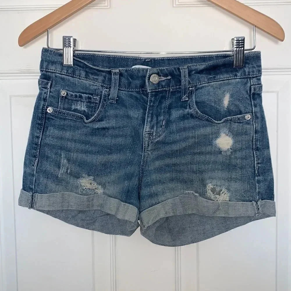 Old Navy Boyfriend Distressed Shorts Blue Size 0